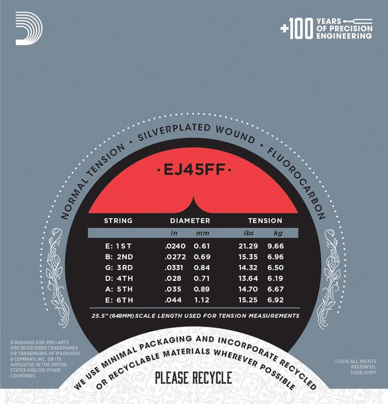 D'Addario Fretted EJ45FF. Normal Tension